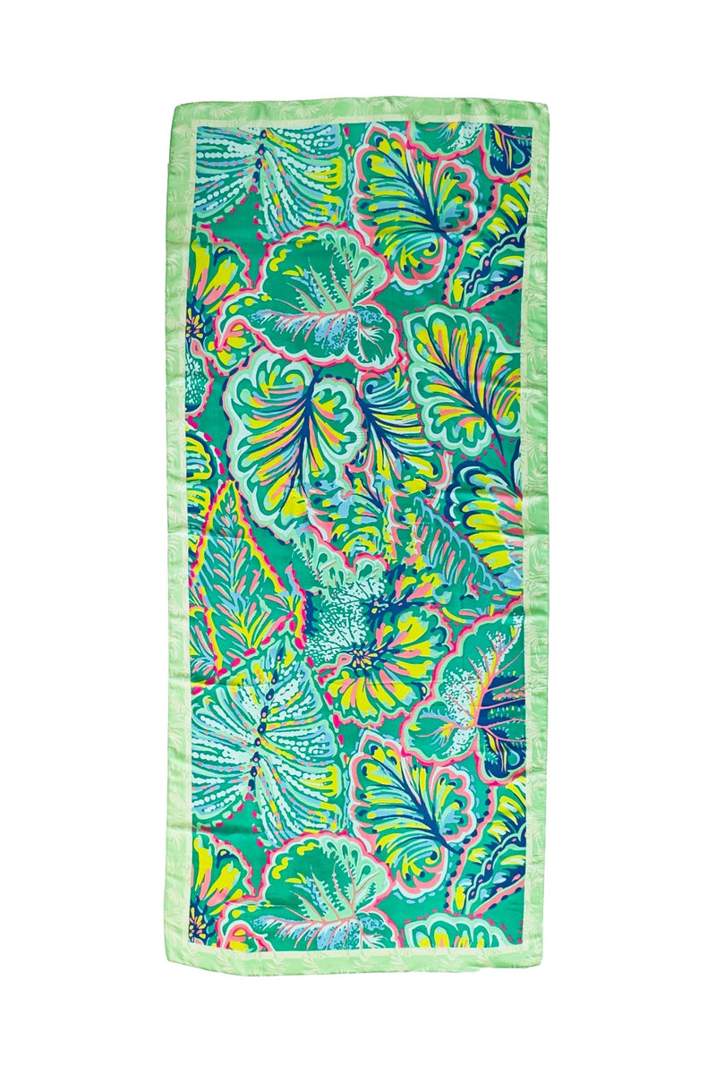 Tropical Leaves Silktouch Scarf - Green